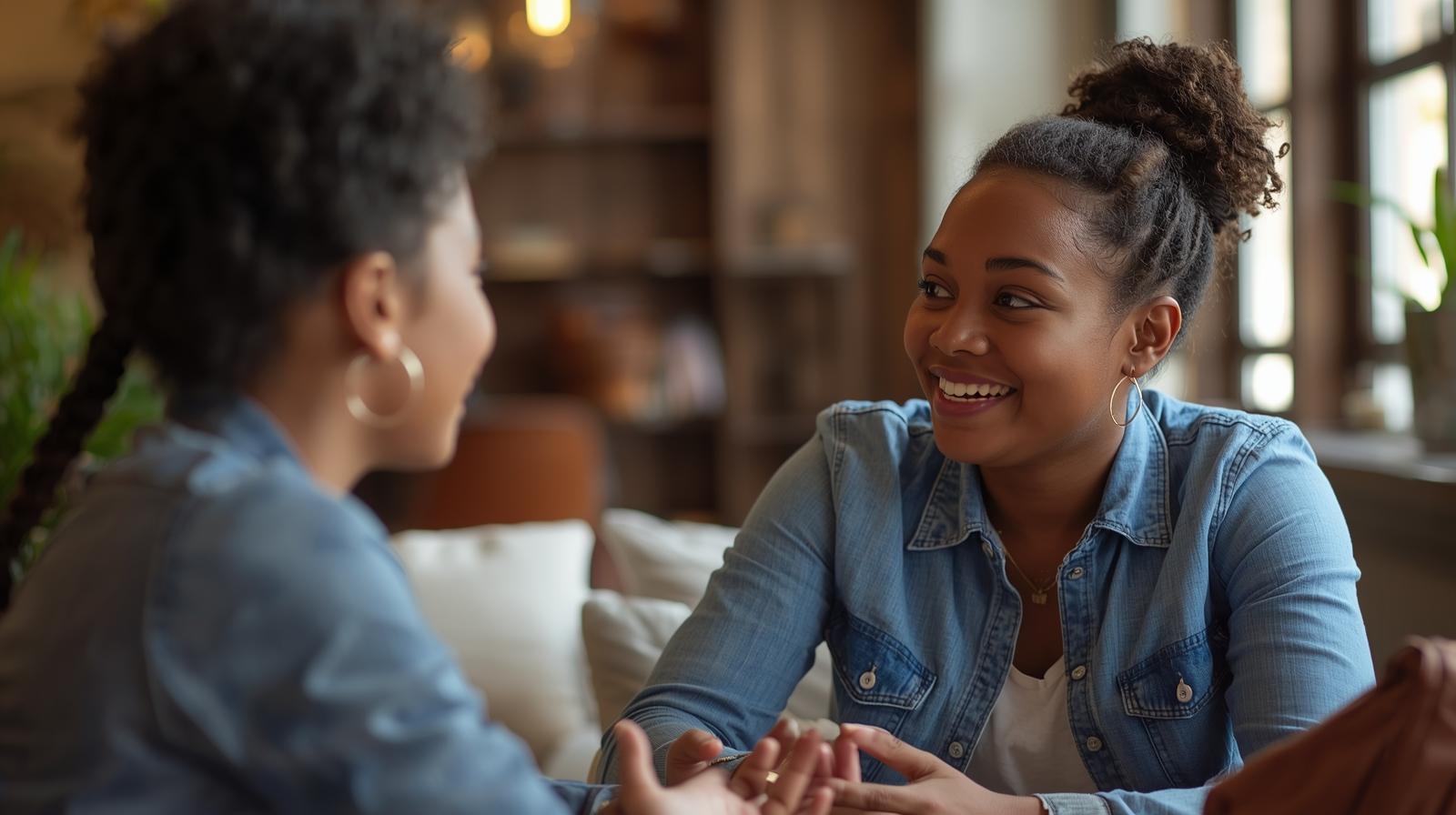 A social worker and a young person engaged in a mentoring session
